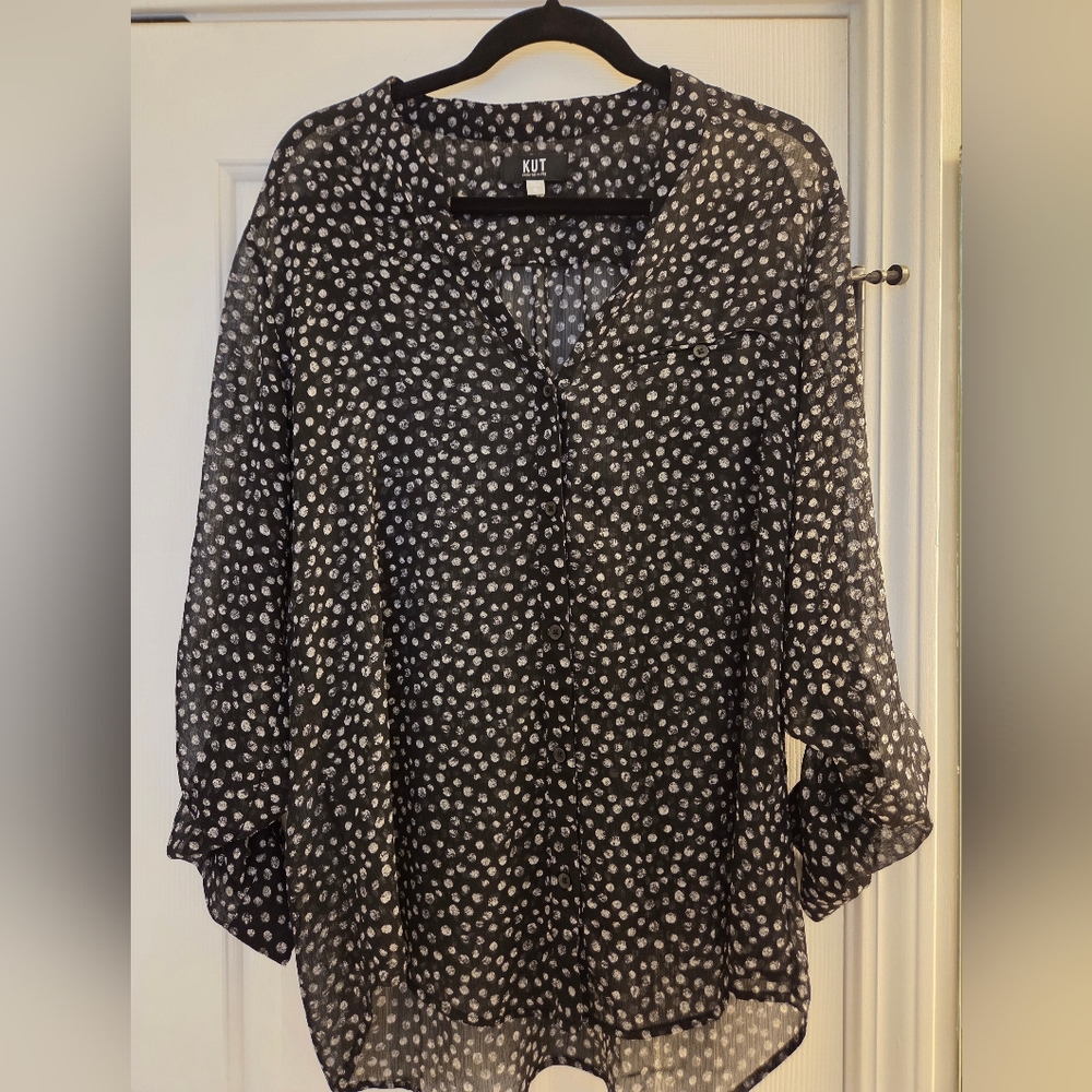 Kut from the Kloth Polka Dot Sheer Blouse